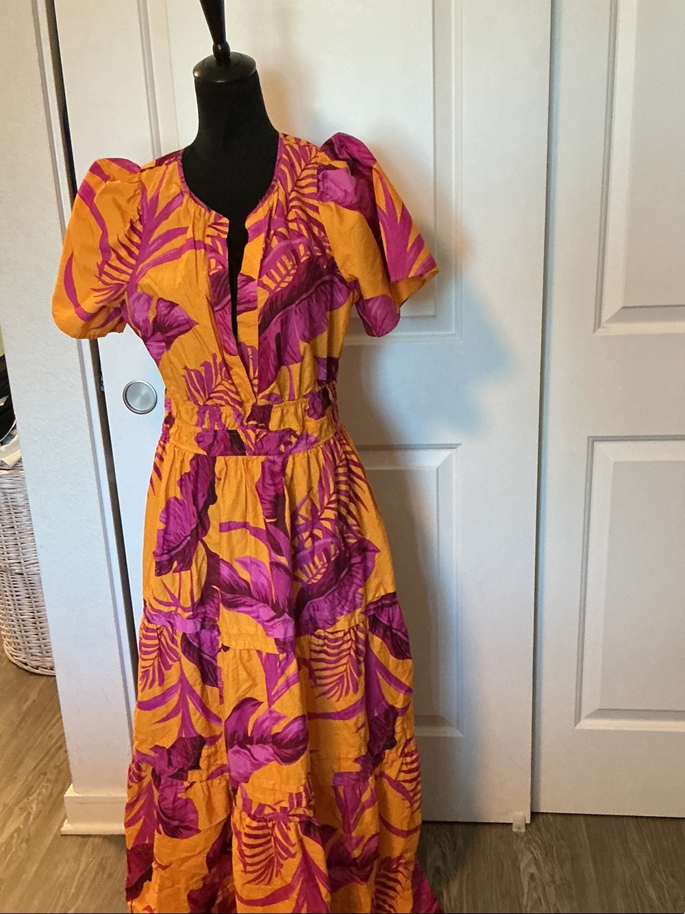 Anthropologie The Somerset Orange floral maxi dress M - Picture 1 of 10